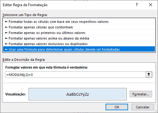 formatação condicional com fórmula 2