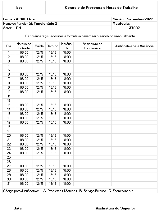 Planilha Folha Ponto Excel Gratuita Guia Do Excel