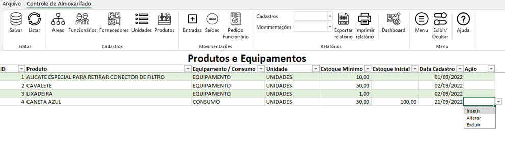 planilha almoxarifado Excel 3