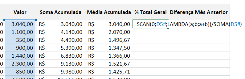 função scan Excel 7