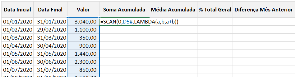 função scan Excel 5