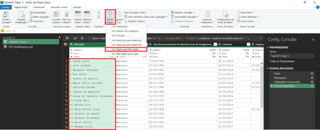 Como importar pdf no excel com power query 7