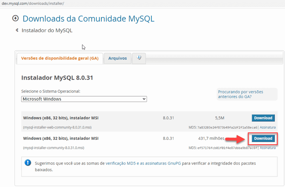 Como instalar o MySql e Workbench no Windows 1