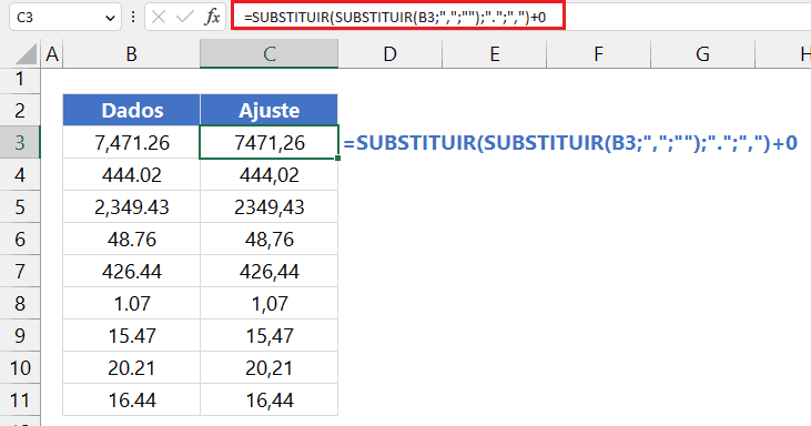 número americano trocar ponto por vírgula excel 12