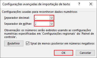 número americano trocar ponto por vírgula excel 8