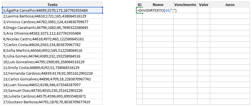 dividirtexto excel 2