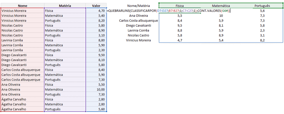 quebrarlins quebrarcols excel 6