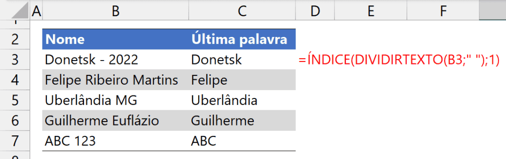 primeira palavra excel 5