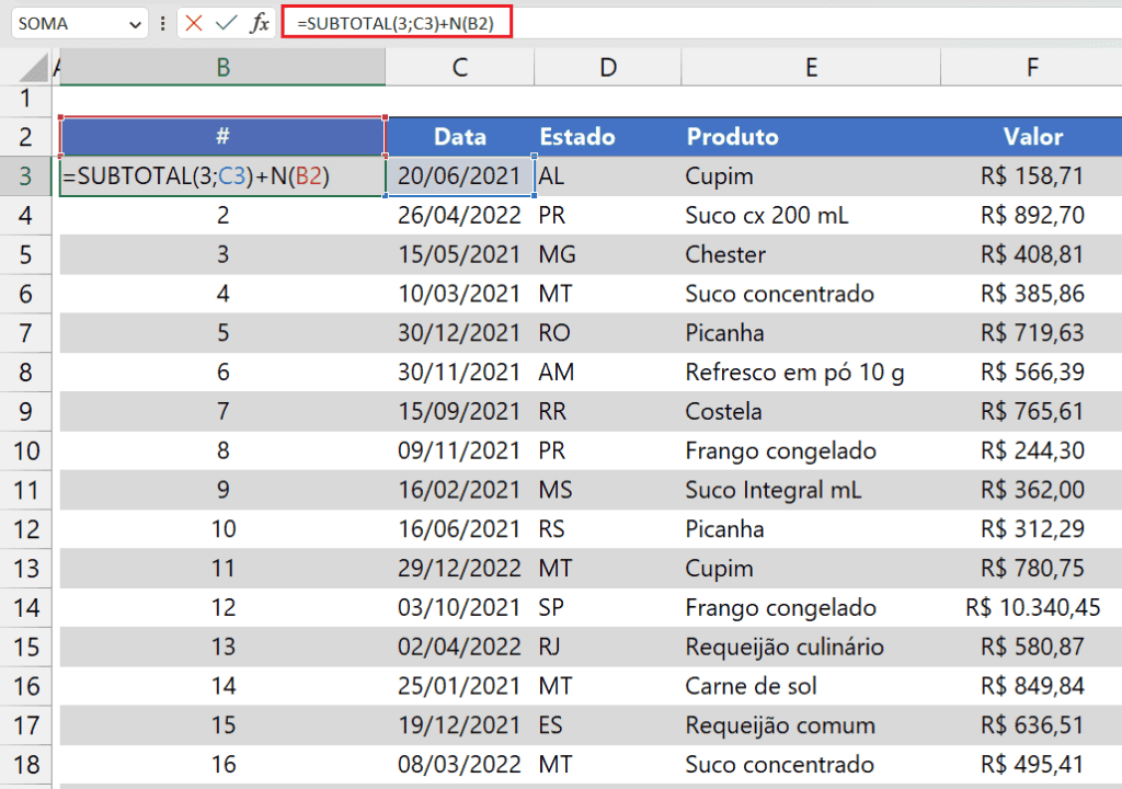 sequencial filtrados excel 4