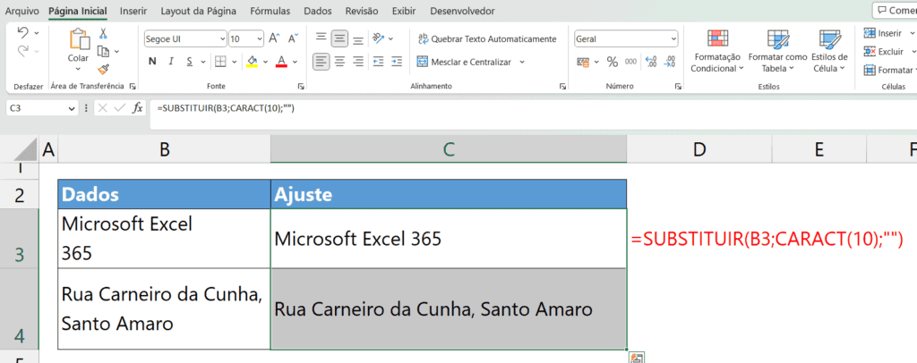 Como Remover Quebras de Linha no Excel 5