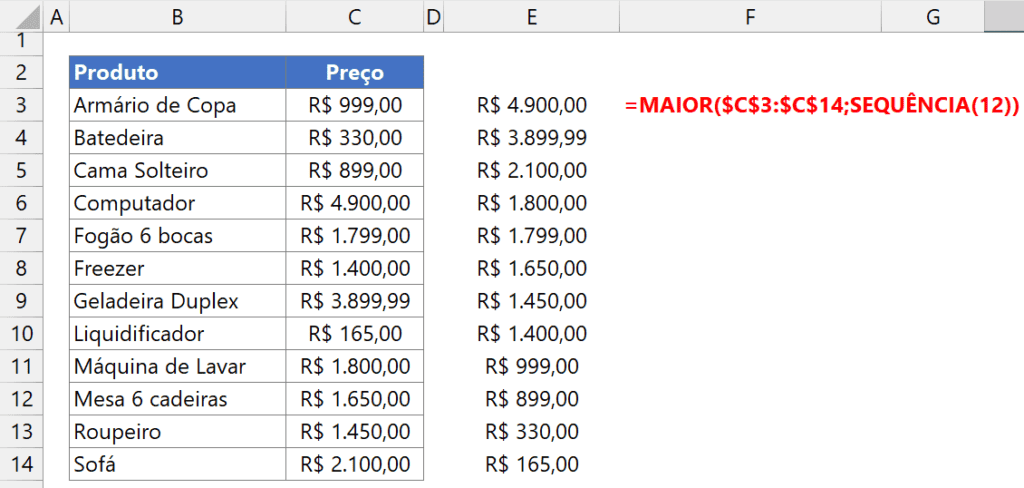 máximo maior excel 6