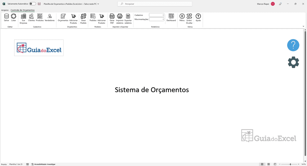 Planilha de Orçamentos e Pedidos em Excel 1