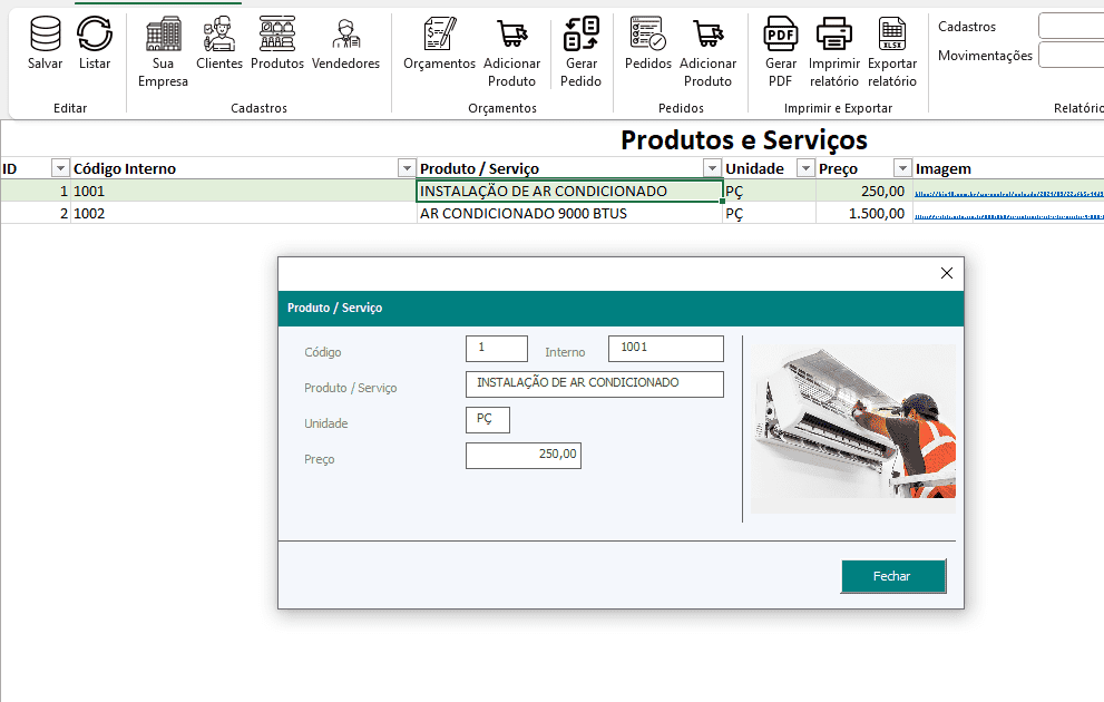 Planilha de Orçamentos e Pedidos em Excel 3