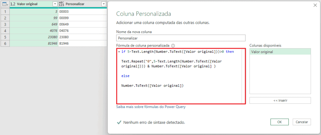 Inserir Zeros à Esquerda Usando Power Query 11