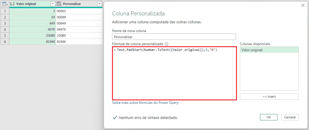 Inserir Zeros à Esquerda Usando Power Query 12