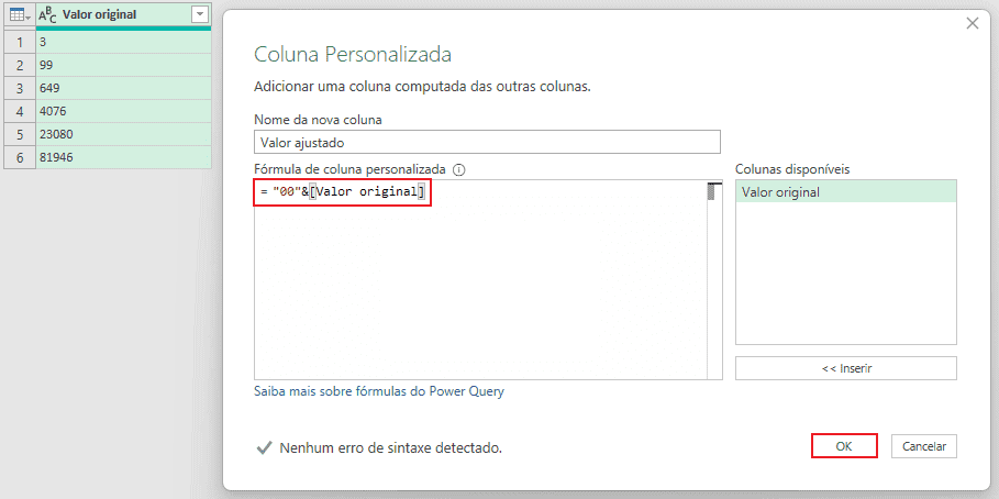 Inserir Zeros à Esquerda Usando Power Query 3