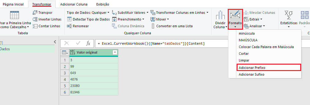 Inserir Zeros à Esquerda Usando Power Query 5