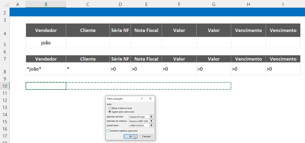 Filtrar dados de uma planilha para outra Excel 8