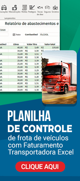 Planilha de controle de frota de veiculos com faturamento transportadora excel