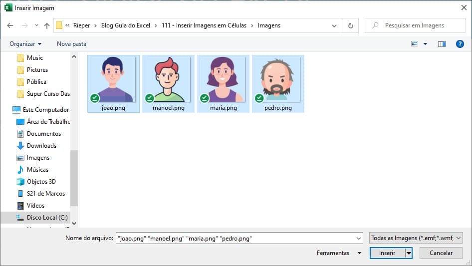 imagens em células excel 2