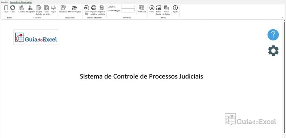 Planilha de Processos Judiciais Excel 1