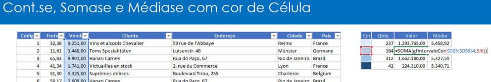 Soma Cor da Célula, Contar e Média no Excel 3