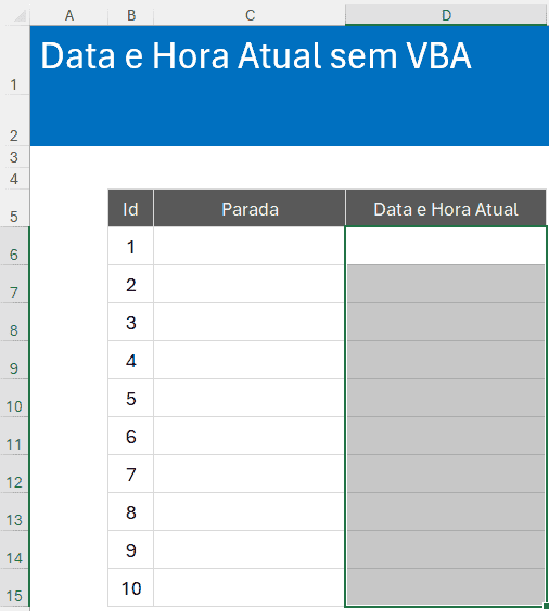 Data e Hora Fixa no Excel SEM VBA 3