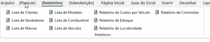 Planilha de Revenda de Veículos Excel com BD 3