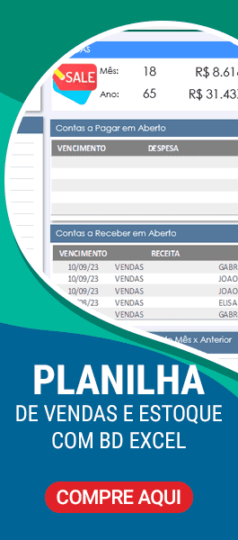 Planilha de Vendas e Estoque com BD Excel