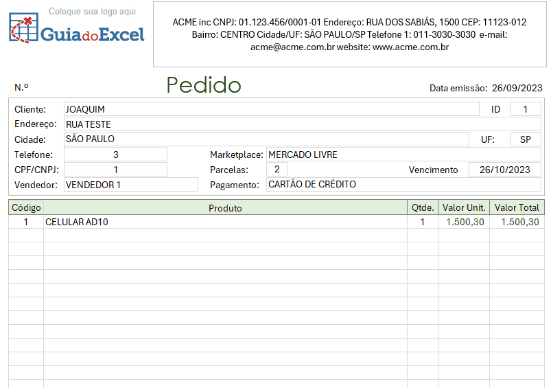 Planilha de Vendas e Estoque Excel 3
