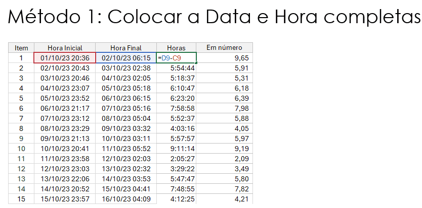 Cálculo de Horas Noturnas Excel 2