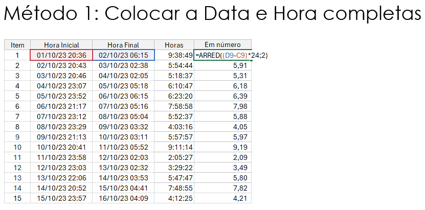 Cálculo de Horas Noturnas Excel 3