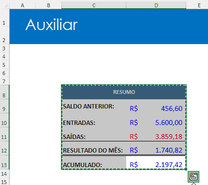 Tabela Flutuante no Excel 2