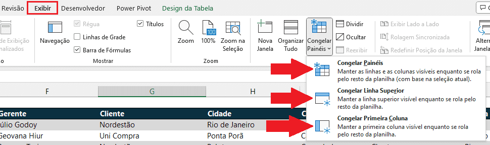 Como Congelar Linhas e Colunas no Excel 3