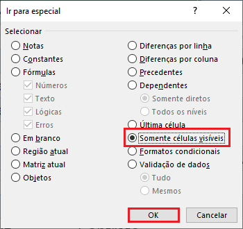 selecionar células visíveis excel 4