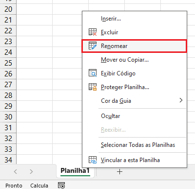 renomear planilhas excel 2