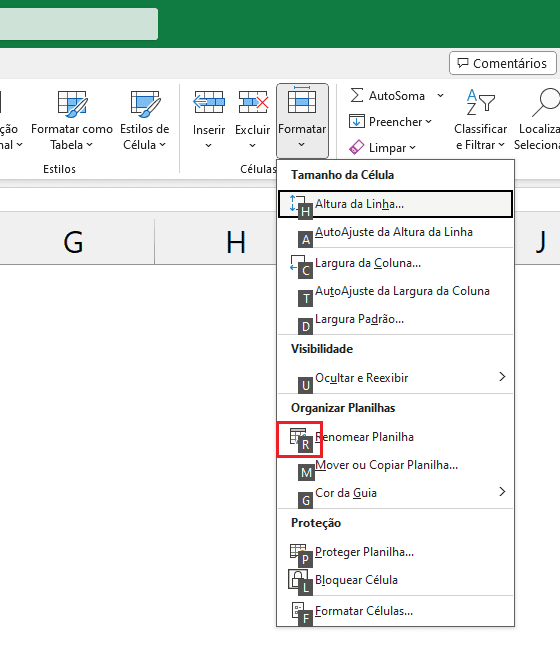 renomear planilhas excel 5