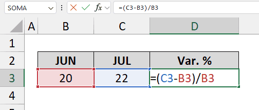 variação percentual no excel 3