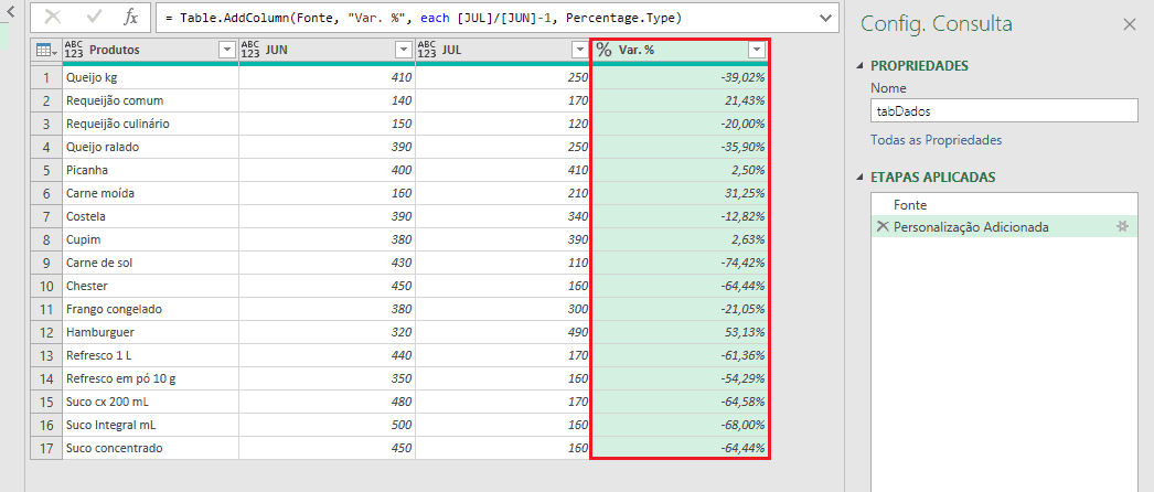 percentual power query 5