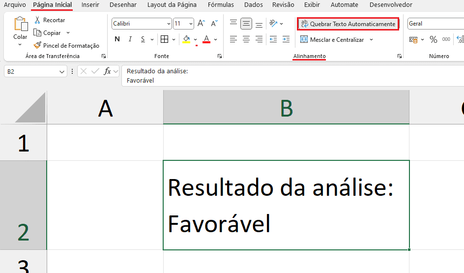 quebra de linha excel 4