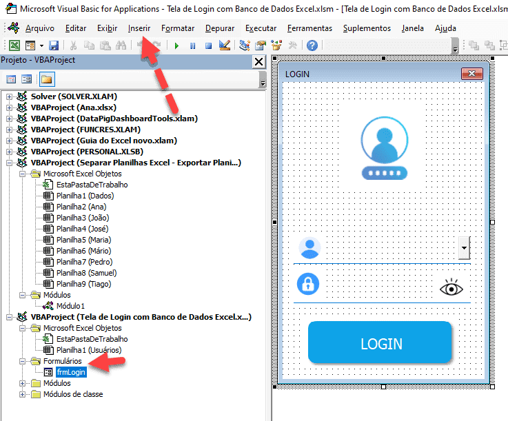 tela de login excel 3