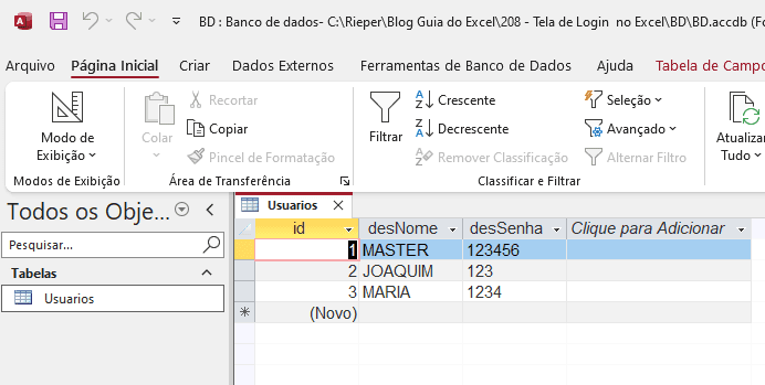 tela de login excel 1