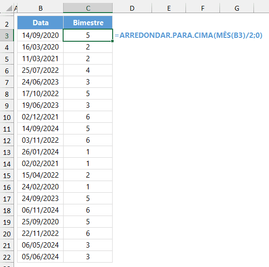 bimestre no excel 2