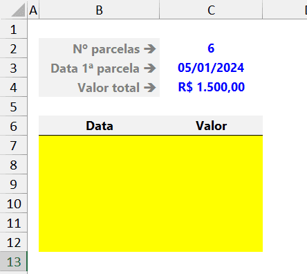 gerar parcelas excel 1