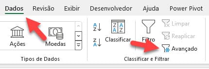 filtrar dados de uma planliha para outra no Excel 1