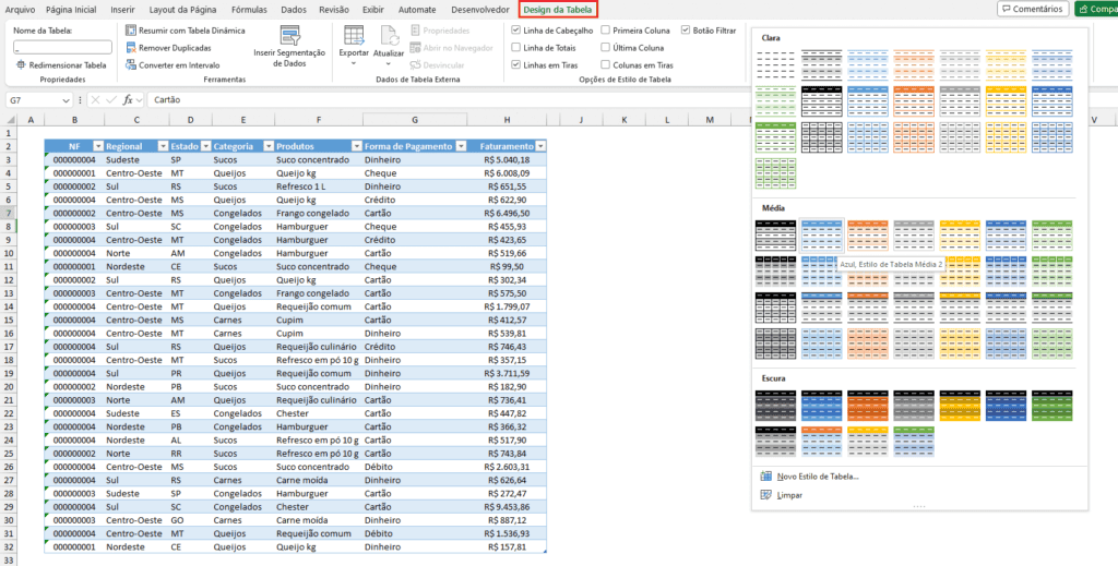 Vantagens do Formato de Tabela no Excel 1