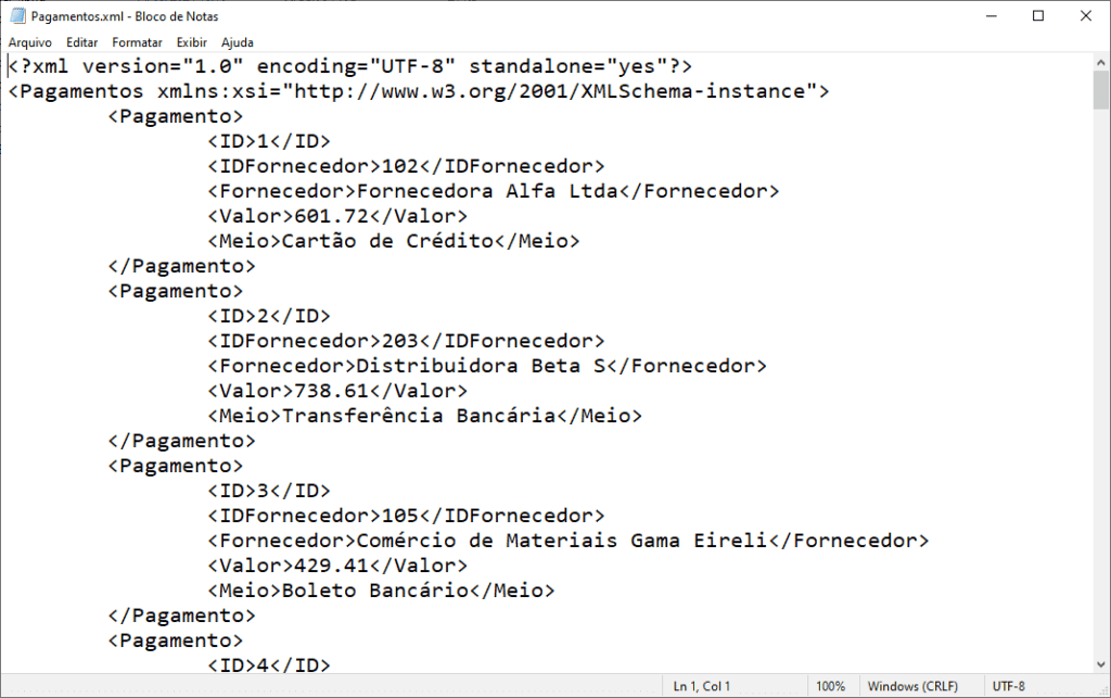 criar arquivo xml excel 8