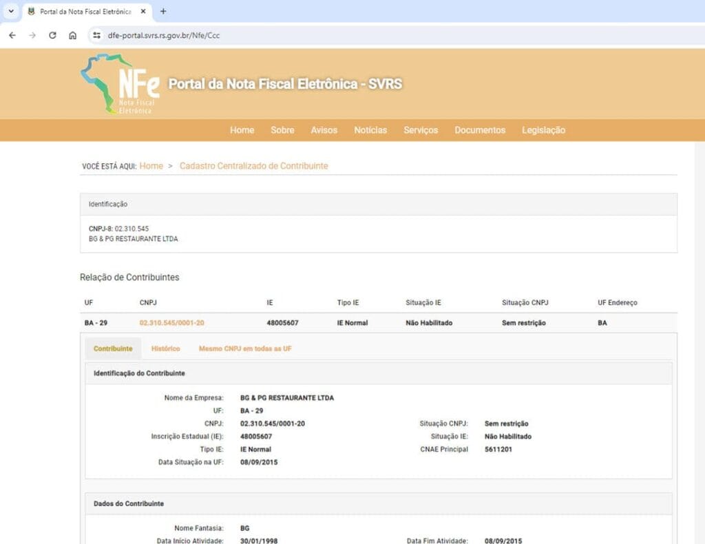 planilha consulta inscrição estadual sintegra excel 2