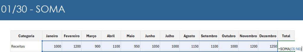 função soma excel 2