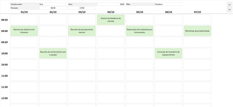 planilha agenda excel